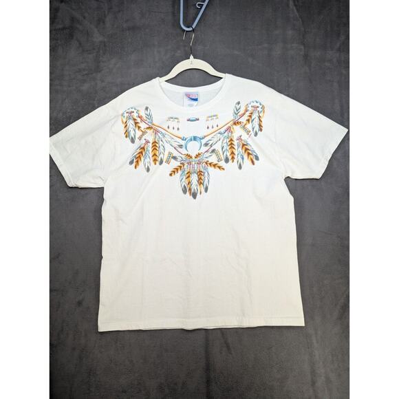 Vintage Hanes Her Way Feather Necklace Native American Large White NOS - Picture 1 of 8